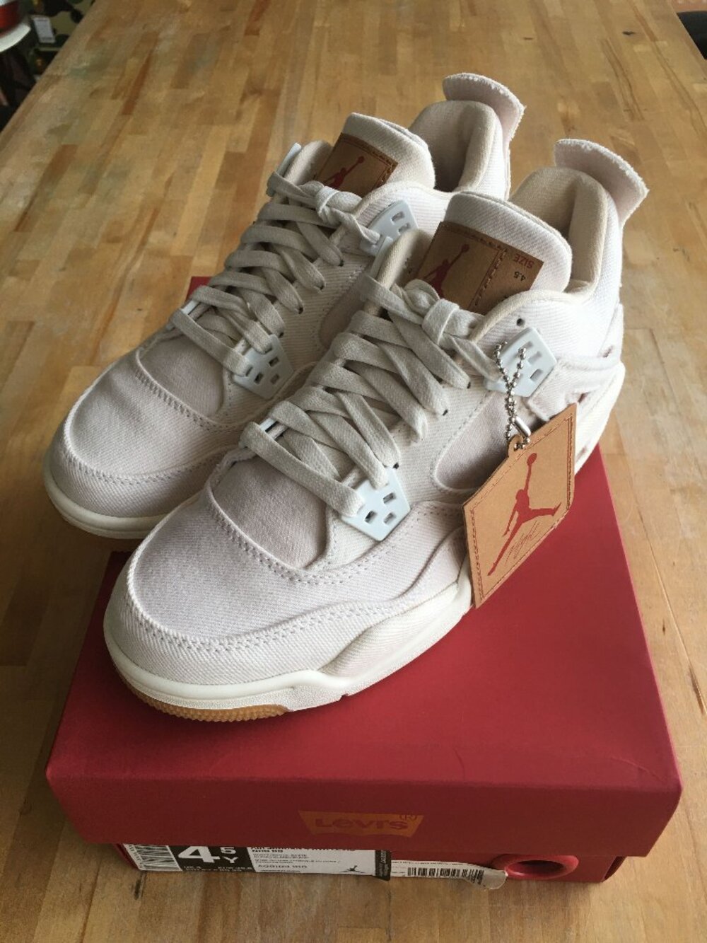 Levi's x Air Jordan 4 GS "White" AQ9103-100 Sz 4.5Y
